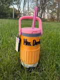 Teacher can holder with ruler pop tab opener
