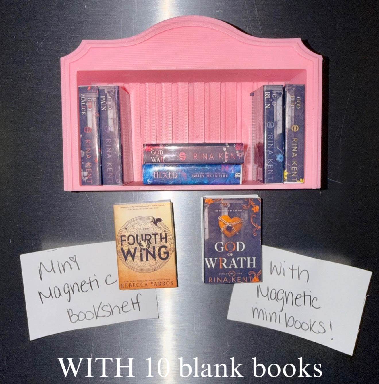 Mini Bookshelf Magnet with 10 Blank Book Magnets